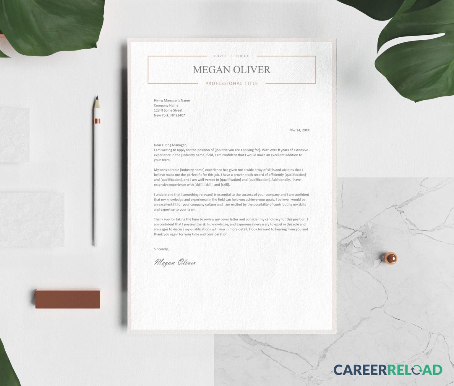 Free Creative Cover Letter Layout | .docx Instant Download