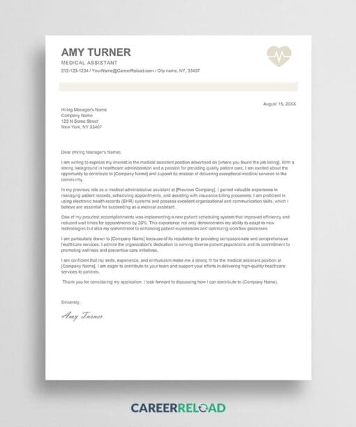 Medical assistant cover letter template