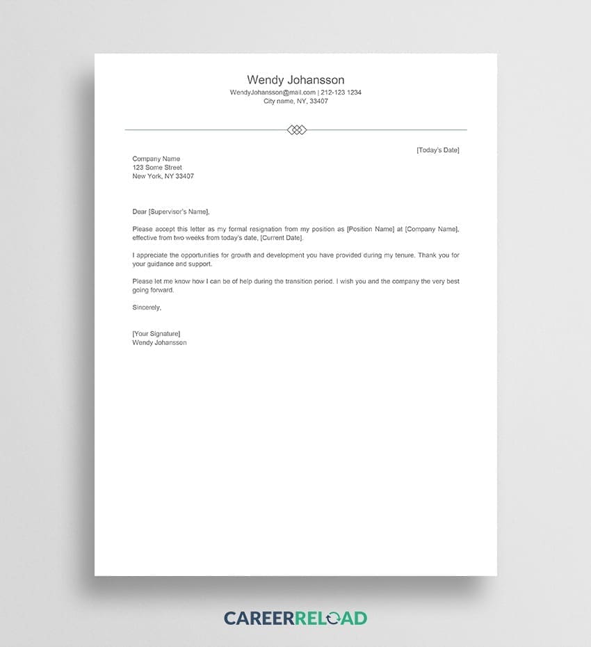 Resignation letter