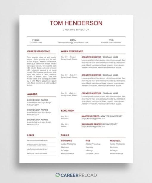 Free Word resume template