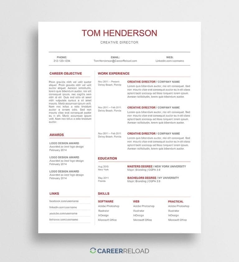 Free Word resume template