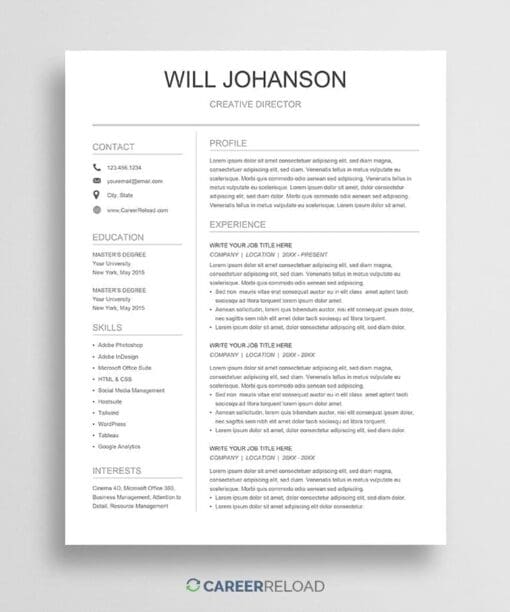 Simple Google Docs resume template