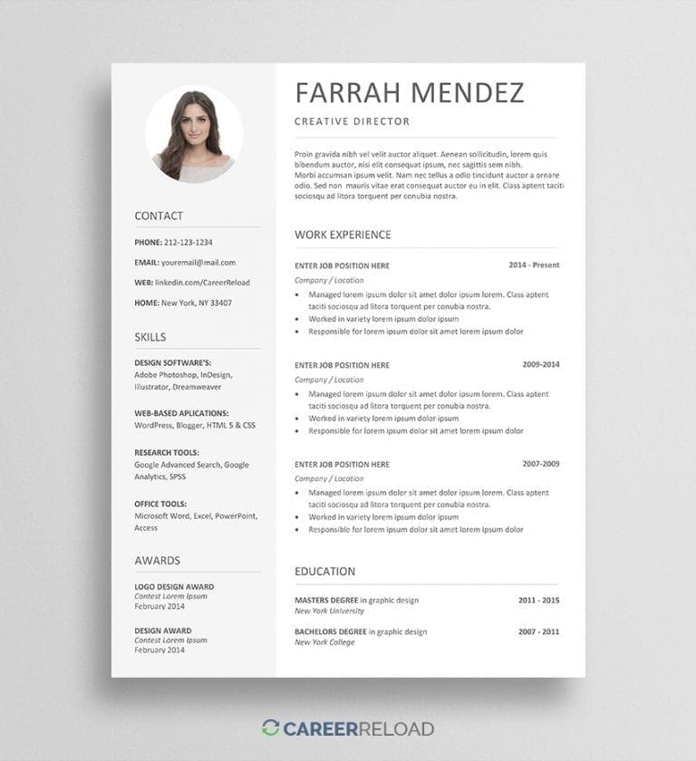 63+ Free Microsoft Word Resume Templates to Download 2023