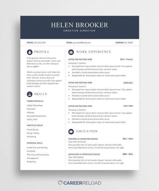 Free CV template for Word