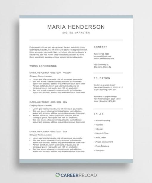 Free modern Word resume template
