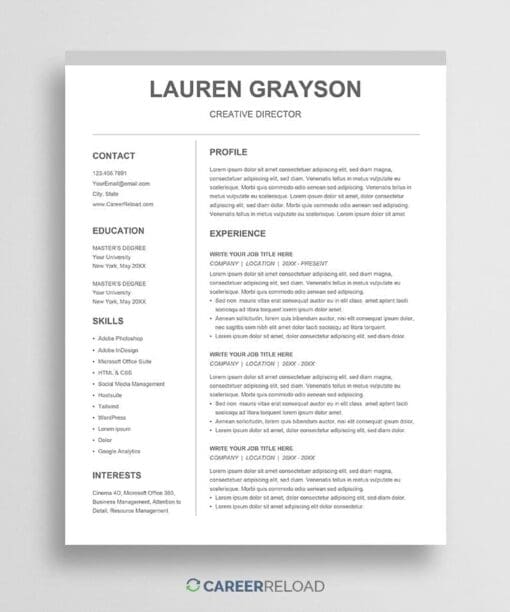 Free Google Docs CV template