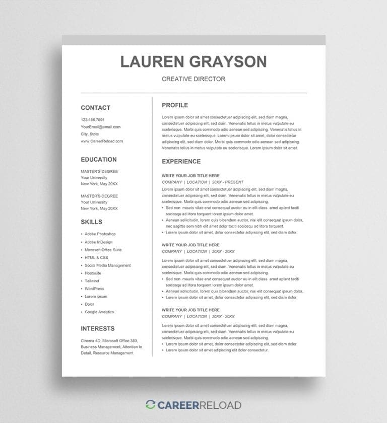 Free Google Docs CV template