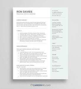 Freelancer Resume Template - Free Download