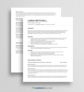 Freelancer resume template