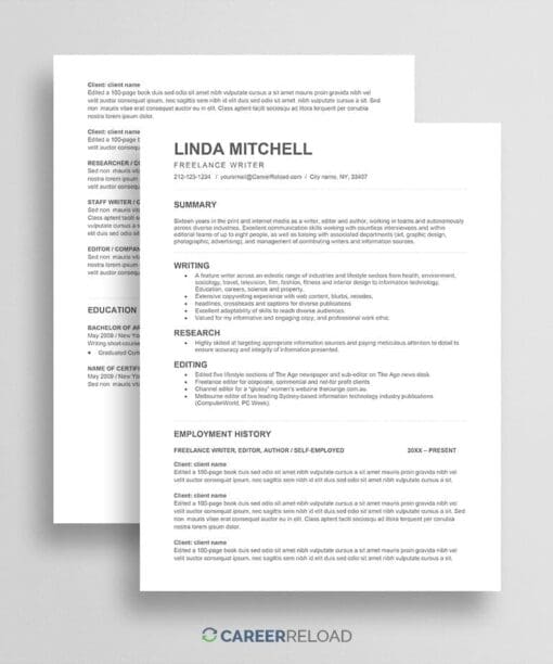 Freelancer resume template