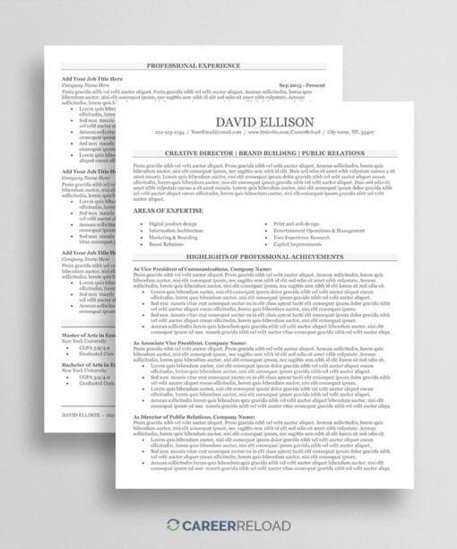 Executive resume template for Word