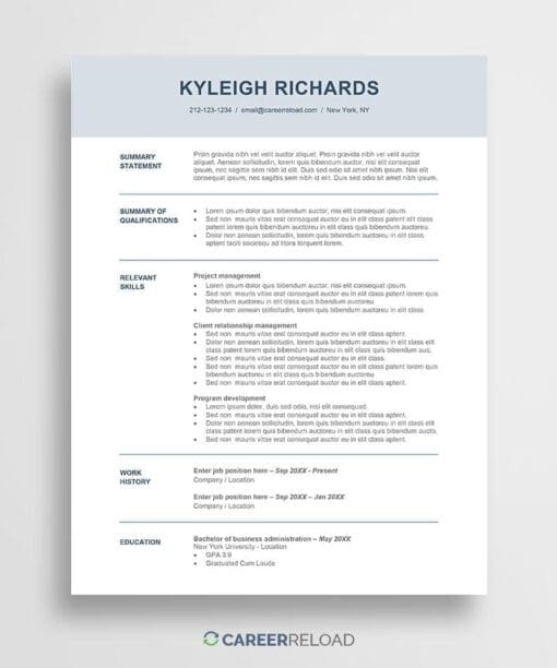 Career change resume template