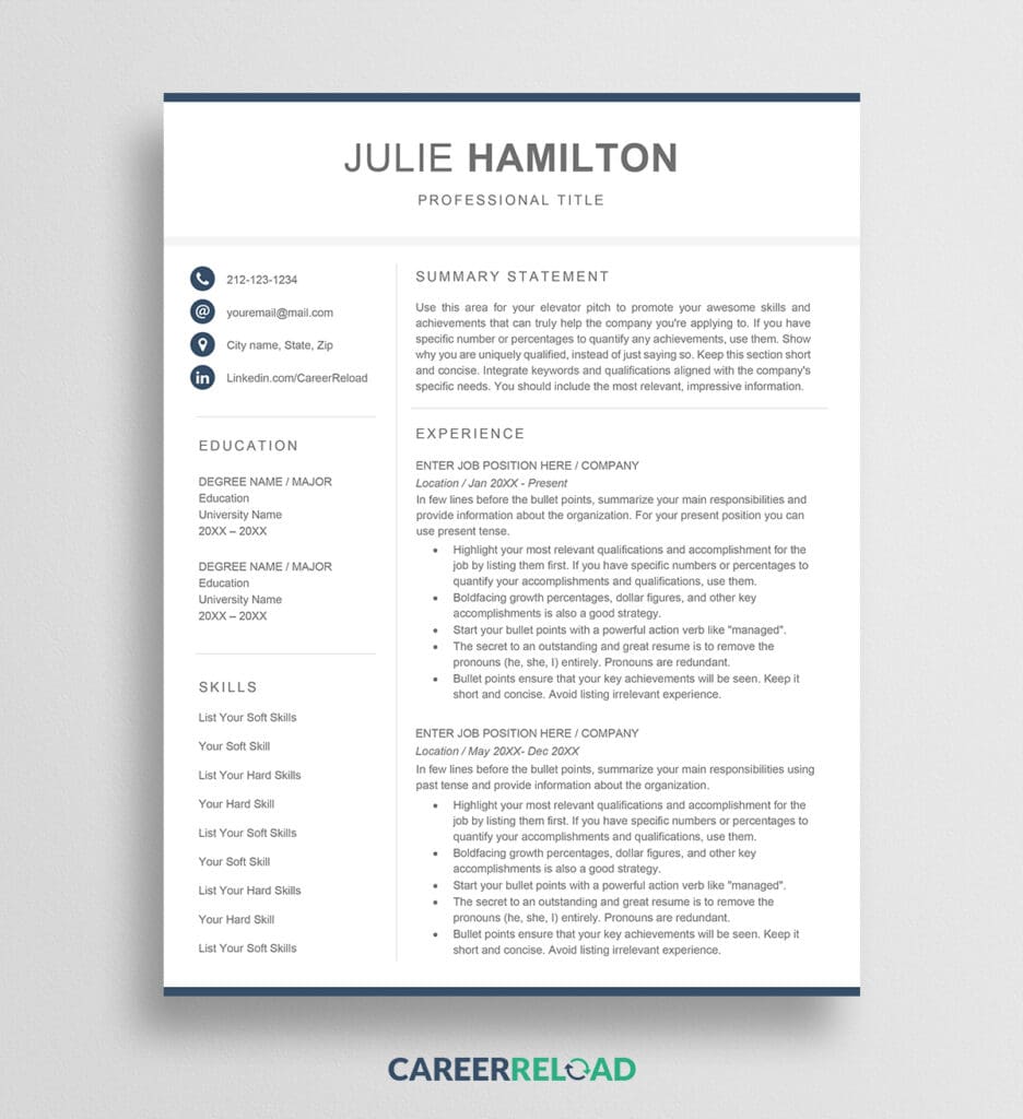 103+ Free Microsoft Word Resume Templates for 2026