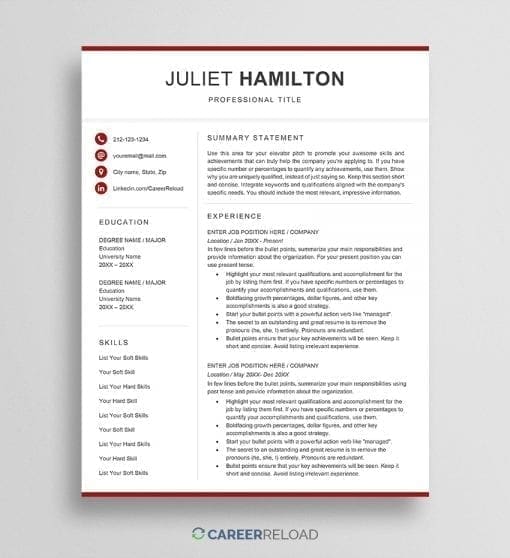 Red resume template