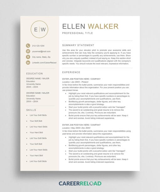 Visual resume template