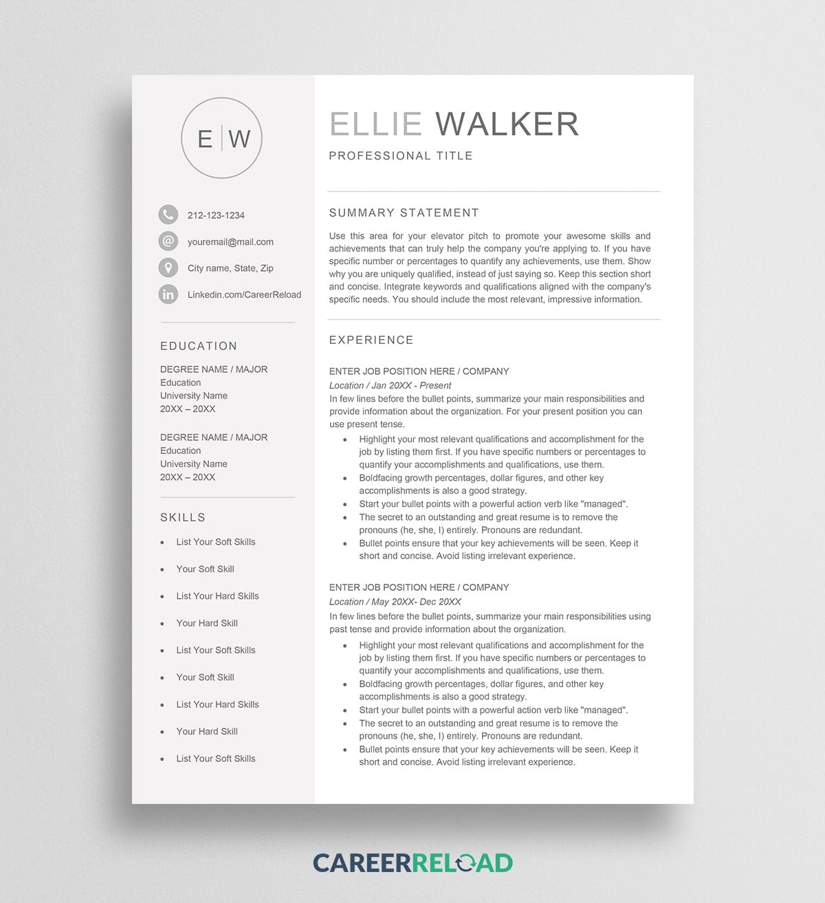 Resume with monogram