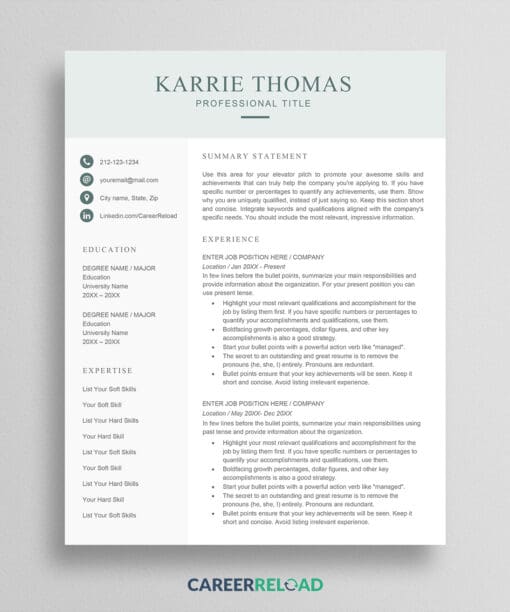 Free resume layout