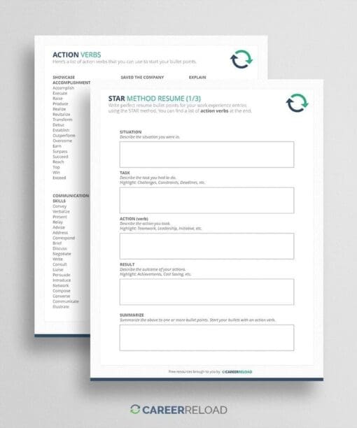 STAR method resume worksheet