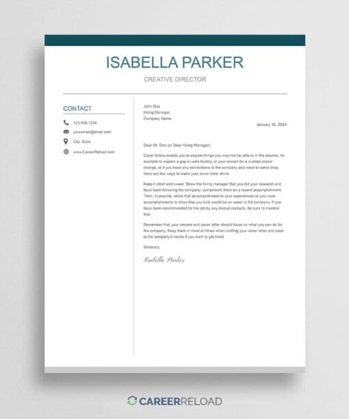 Cover letter for Google Docs