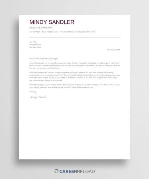 Google Docs cover letter template