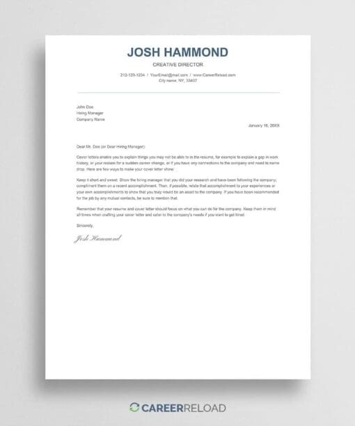 Simple Google Docs cover letter