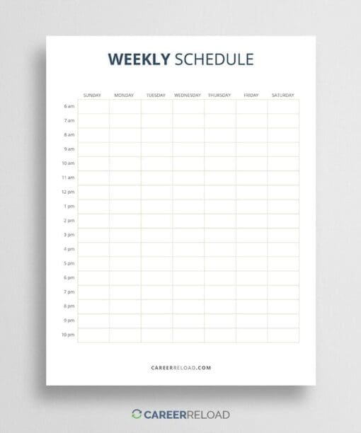 Weekly schedule with hours