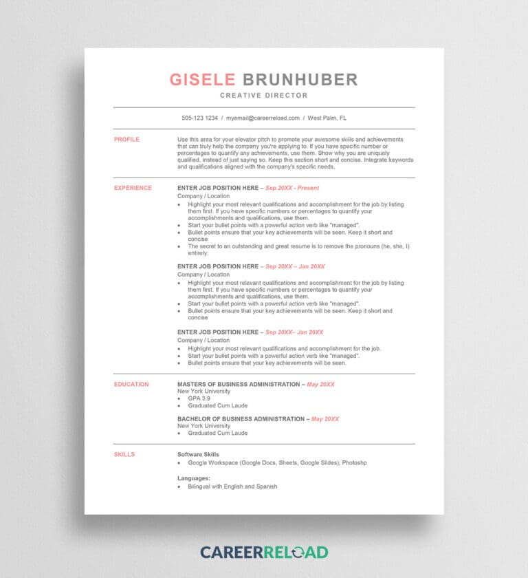 Word ATS resume template