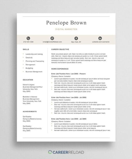 Resume template Mac Pages