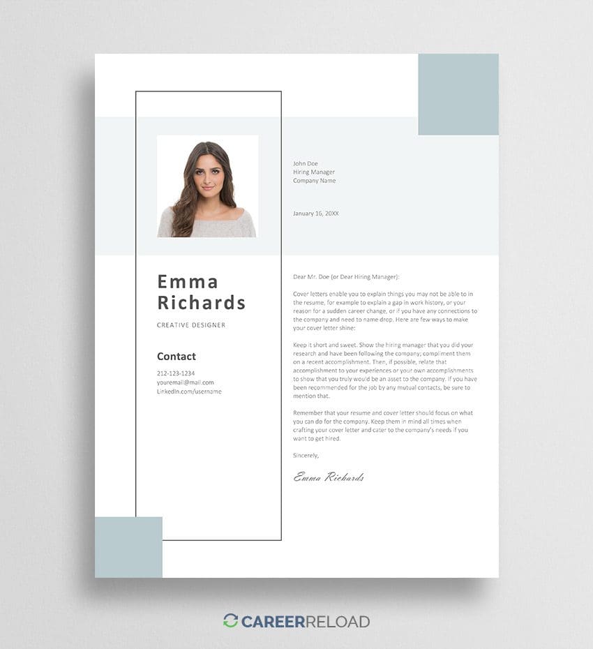 PowerPoint cover letter with photo