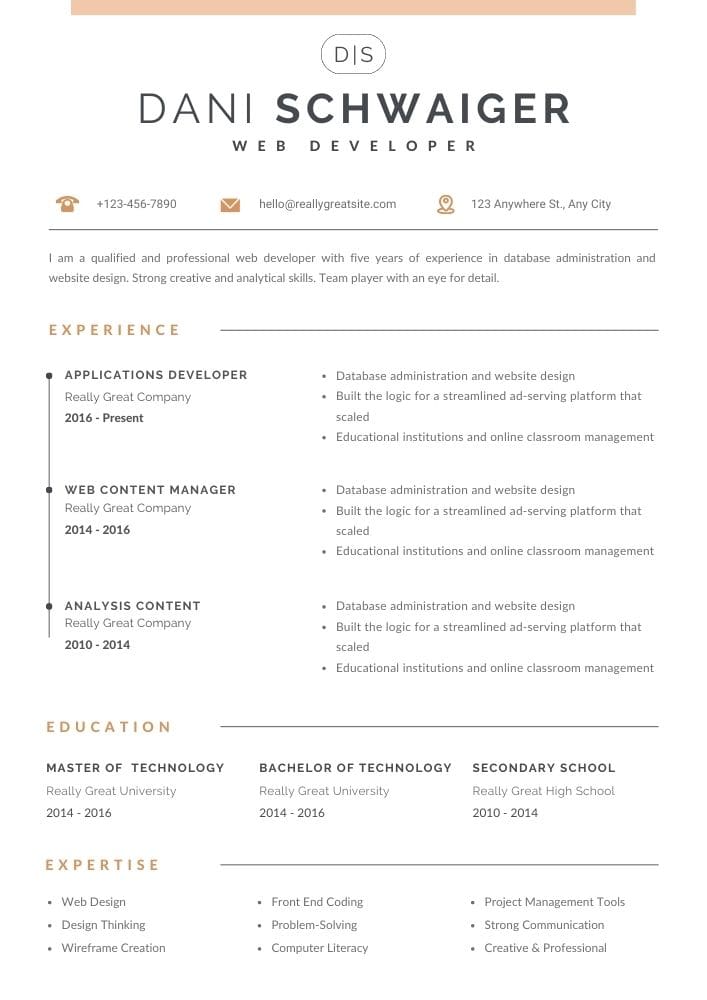 Modern resume for Canva