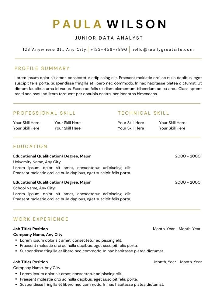 Canva resume for student