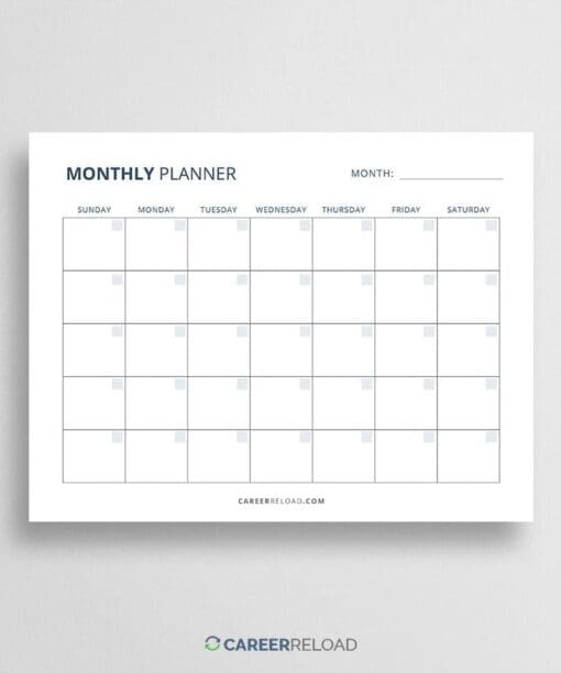 Blank monthly planner