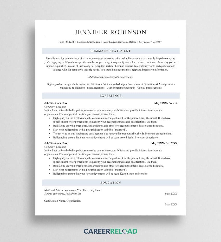 ATS resume template for Word