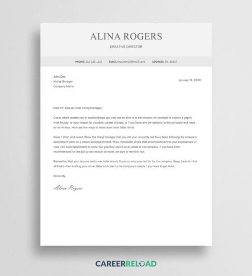 Pages cover letter template