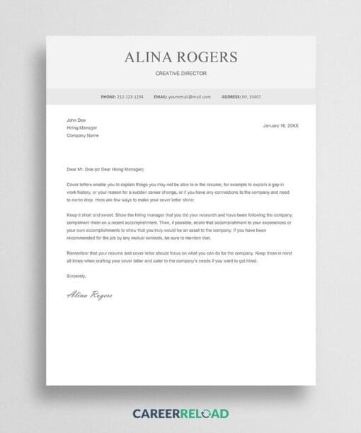 Pages cover letter template