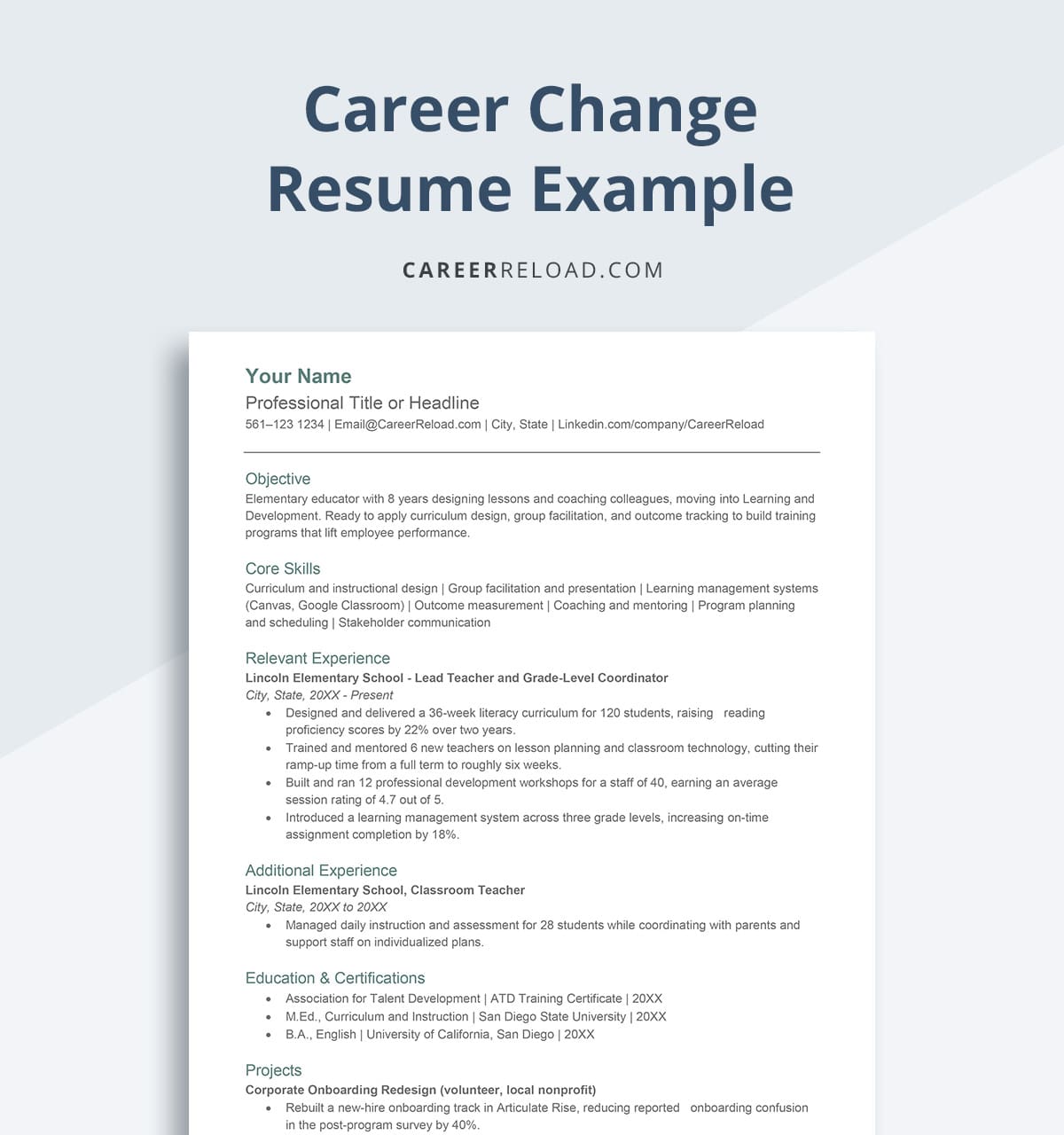 Career change resume example