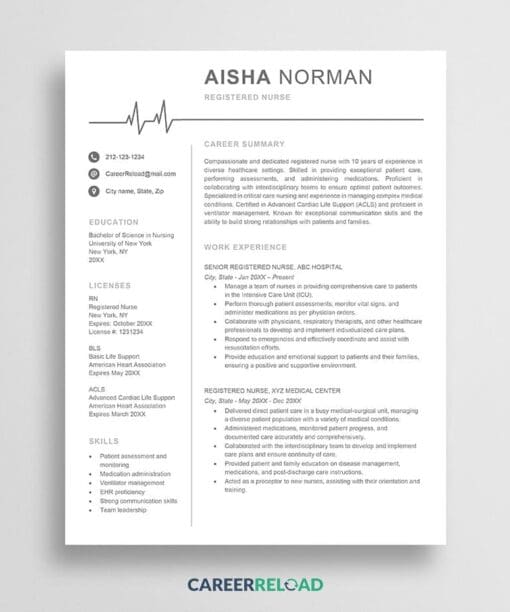 Registered nurse resume template