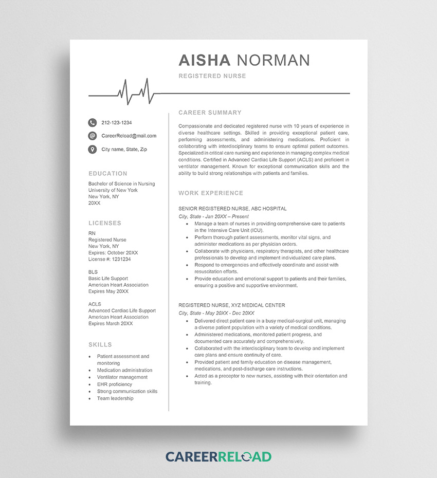 Registered nurse resume template