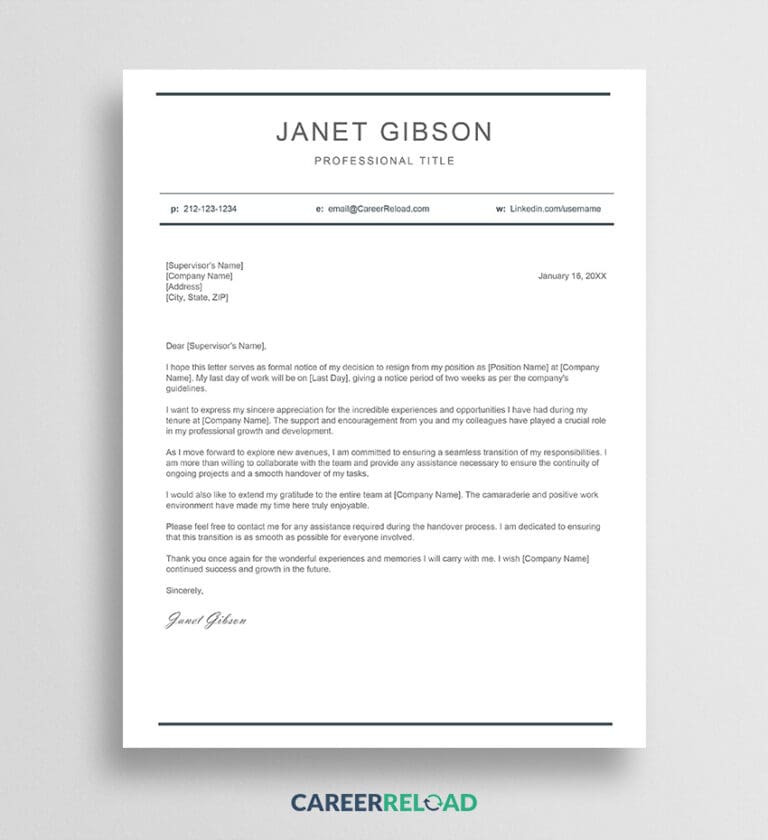 Free 2 Weeks Notice Letter Template - Download or Copy Paste - Career ...