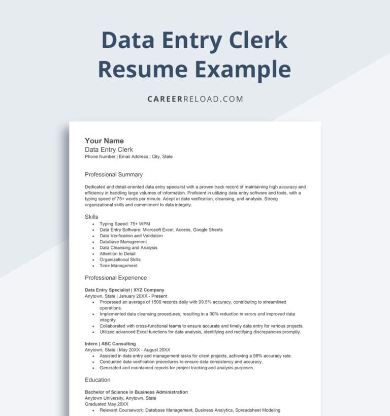 Data Entry Resume Example and Writing Guide - Career Reload