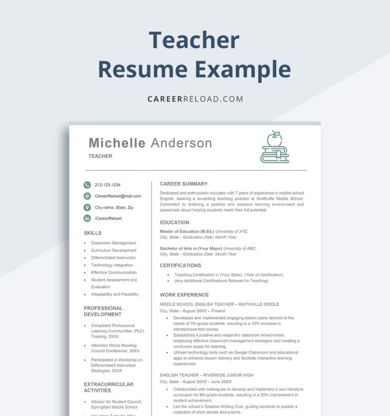 Teacher resume example