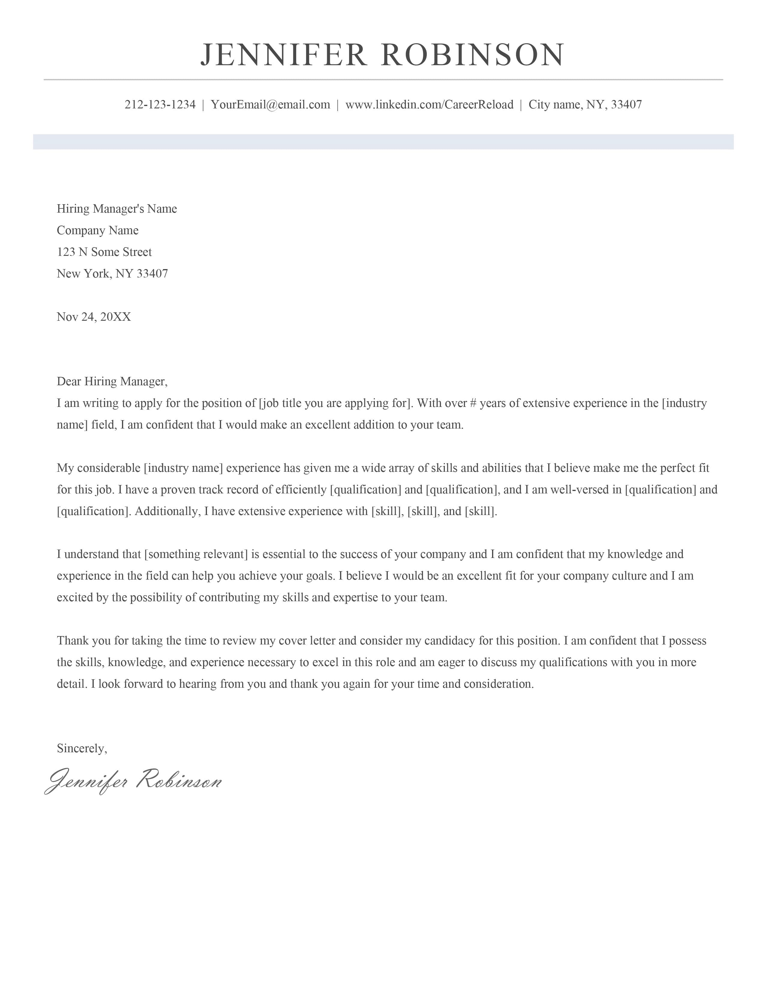 Cover letter example