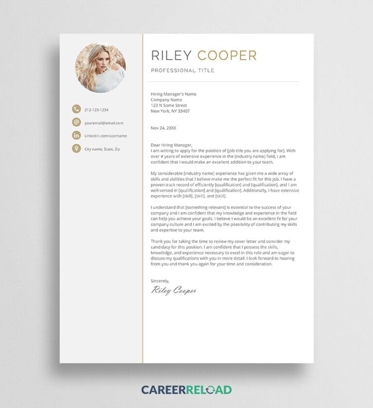 Cover letter with photo