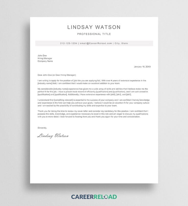 Perfect cover letter template