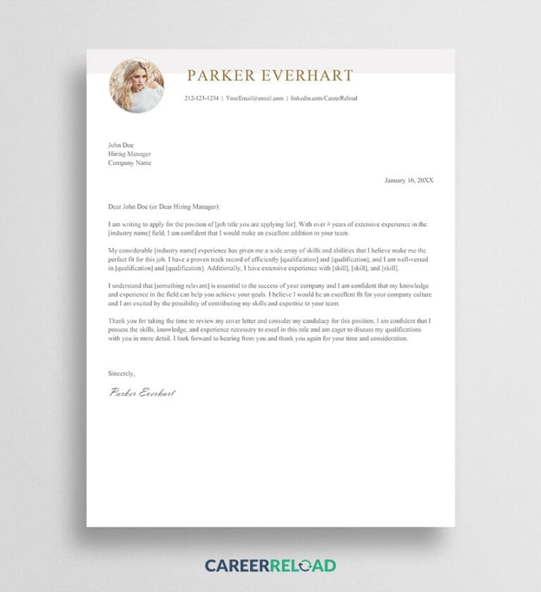 Cover Letter Template for Job Application