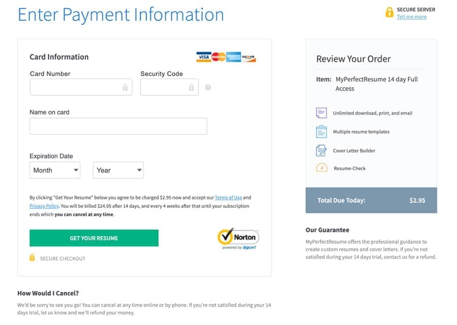 MyPerfectResume trial