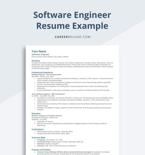 How to Write an Efficient Software Engineer Resume - Career Reload