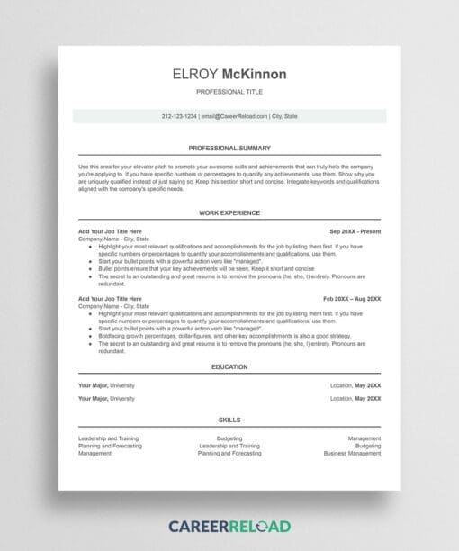 Google Docs Free CV