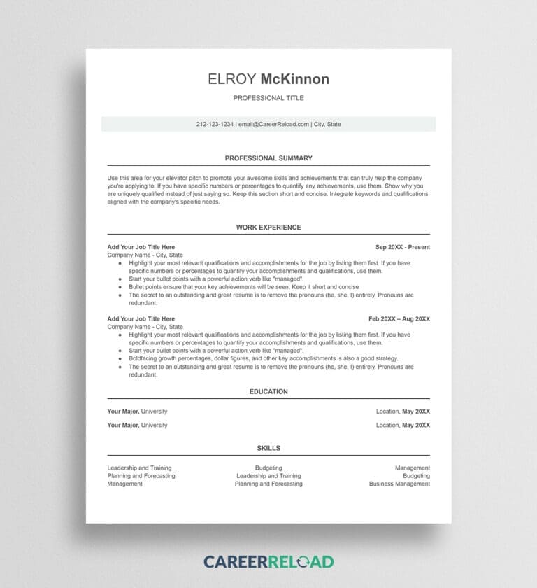 Google Docs Free CV