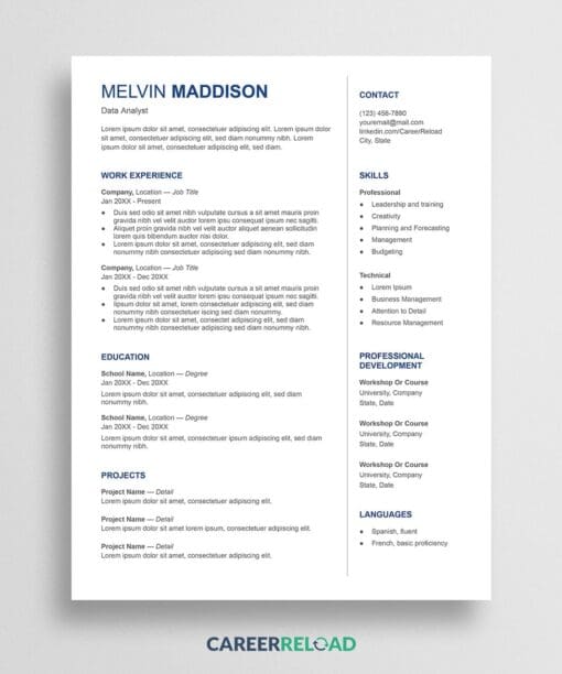 Google Docs free resume